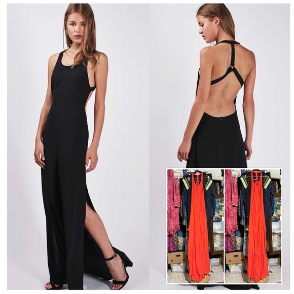 Goldie Dresses & Skirts - Goldie London Open Harness Back High Side Slit Maxi Dress